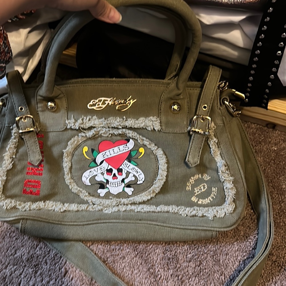 Army green Ed Hardy purse never worn